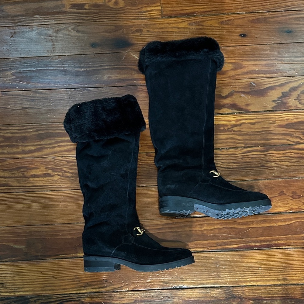 Chic Black Suede Horsebit Vintage 1988 Unmarked Sample Women's Winter Boots